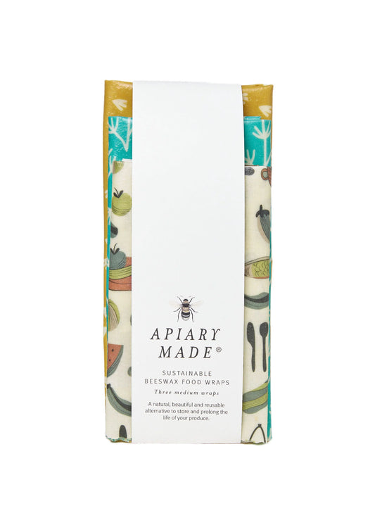 Apiary Made - Medium Beeswax Wraps: Three Pack