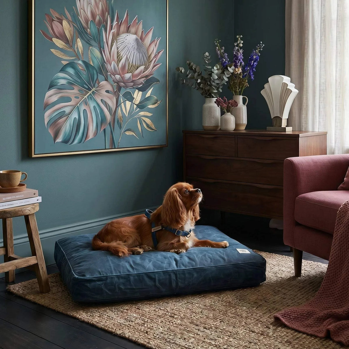 Outback Tails - Waxed Canvas Dog Bed (Blue)