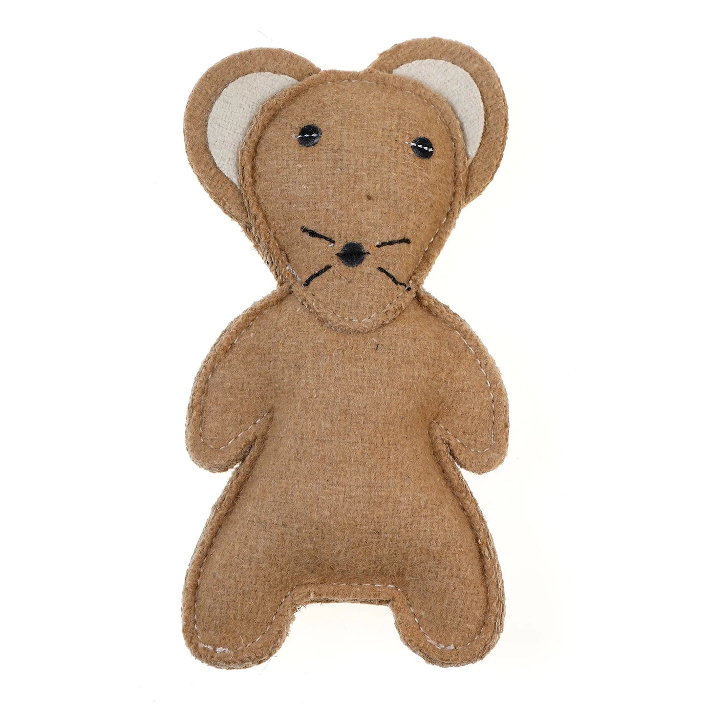 Outback Tails Country Tails Mouse Chew Toy - Natural Wool Felt Dog Toy with Hidden Squeak