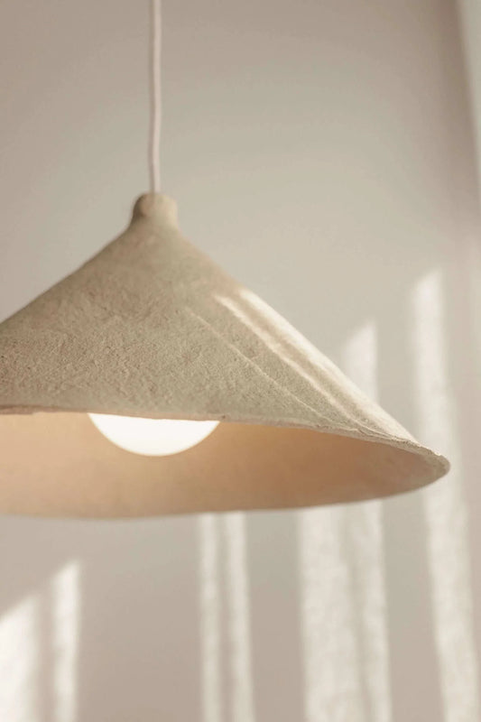 Her Hands - Coffee Collection, handcrafted cone pendant light with gold interior, perfect for indoor lighting accents.