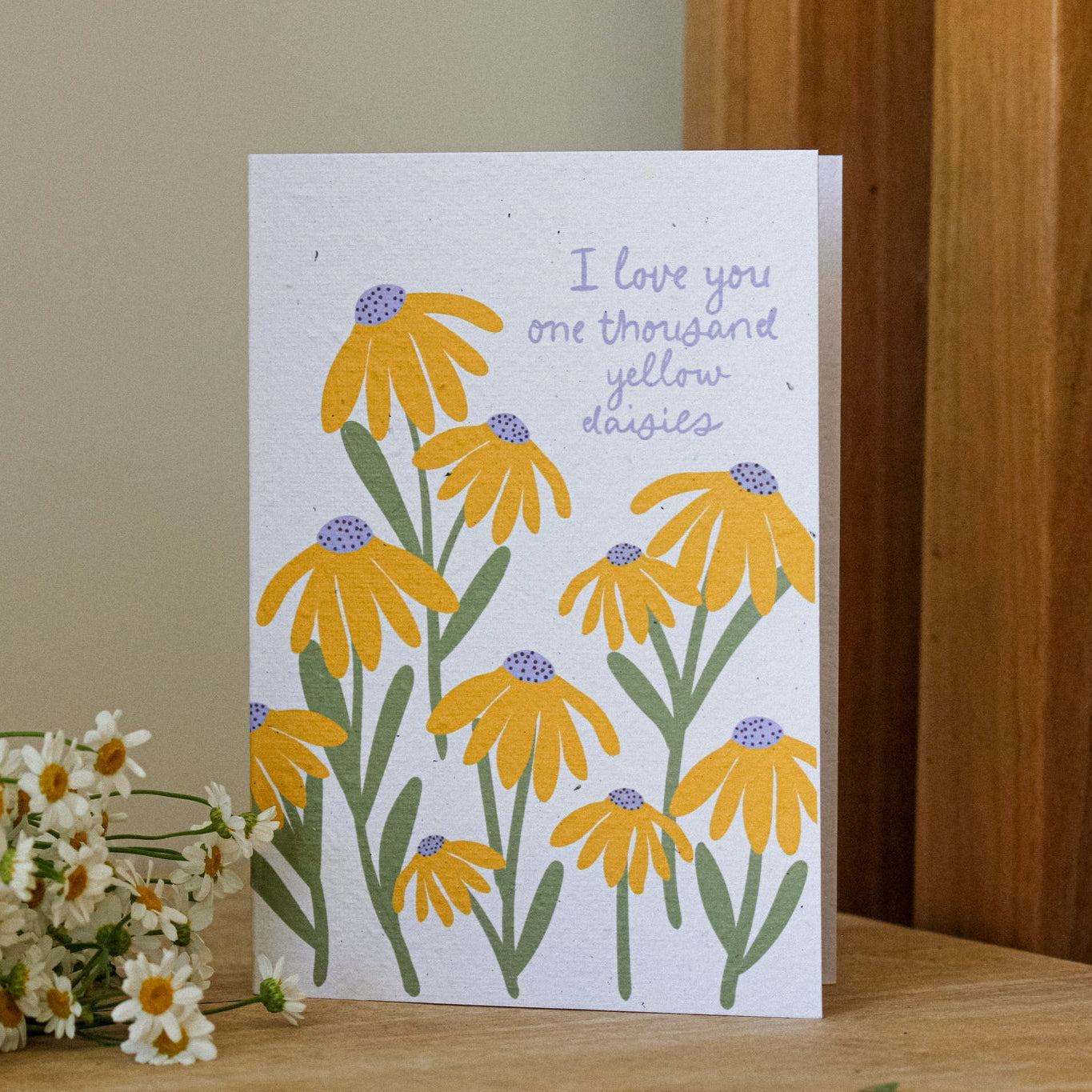 Petal - Yellow Daisies Plantable Card with recycled seeded paper and Swan River daisy seeds.