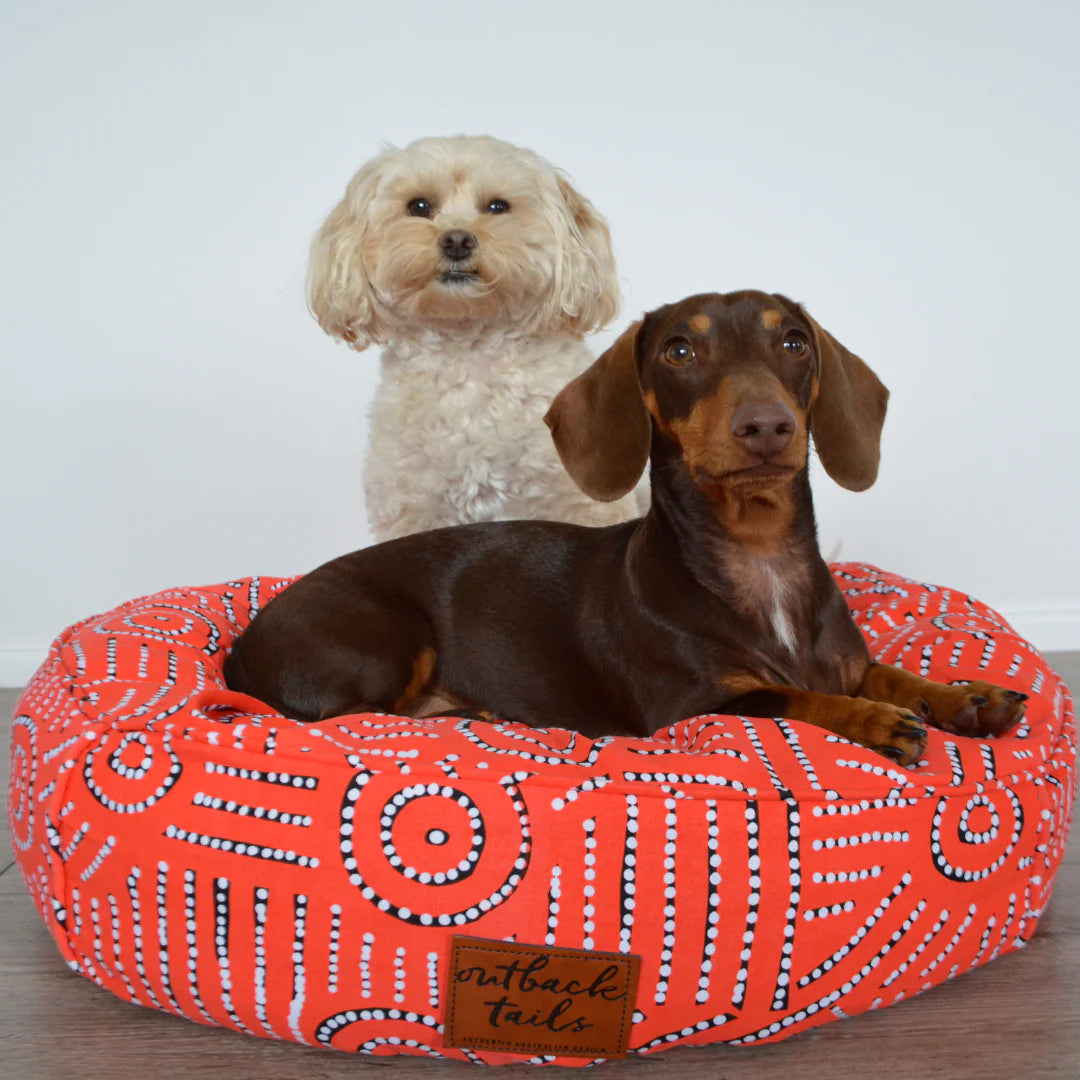 Outback Tails - Round Therapeutic Dog Bed - Water Dreaming