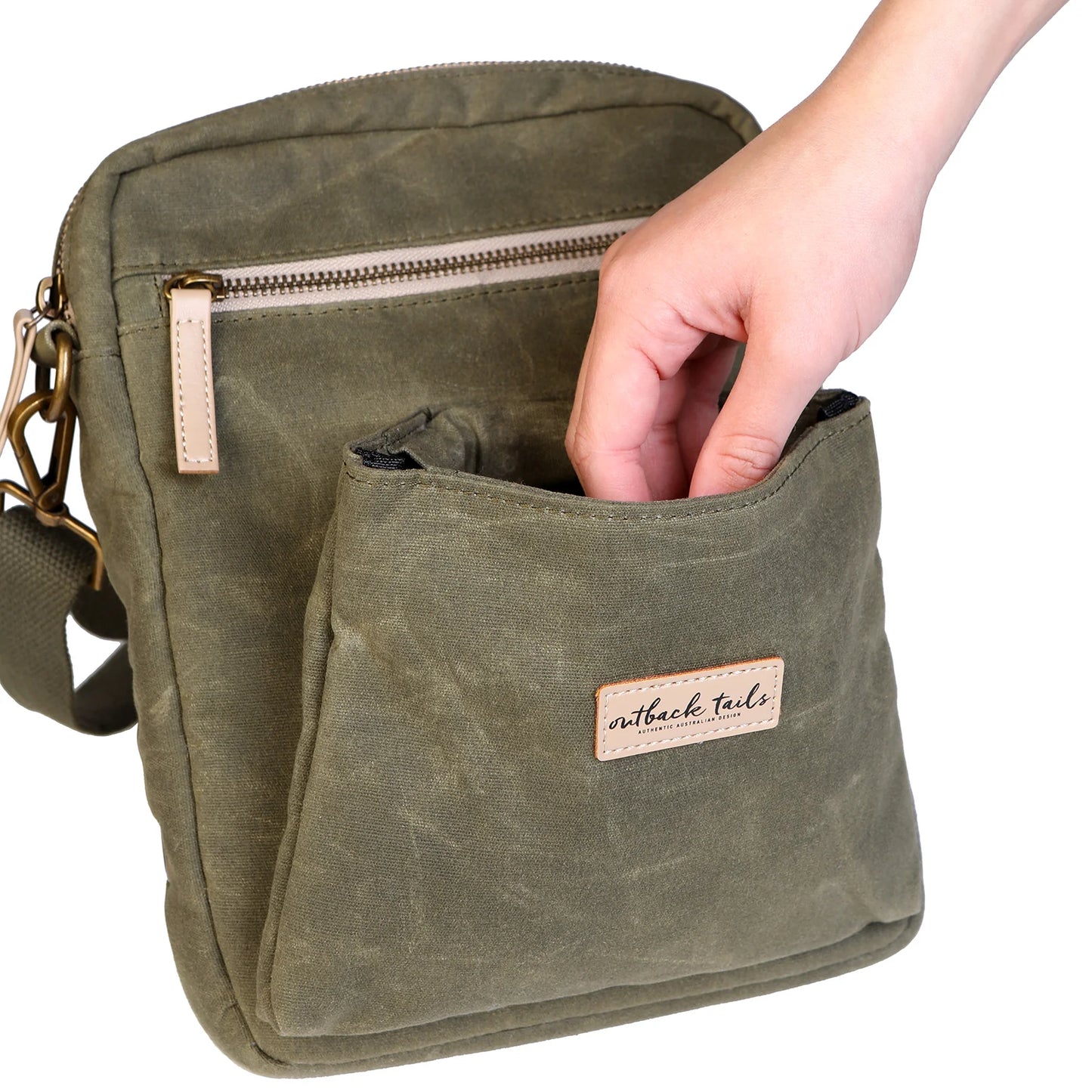 Outback Tails - Waxed Canvas Satchel (green)