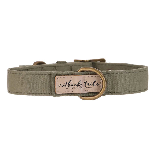 Outback Tails - Waxed Canvas Dog Collar (green)