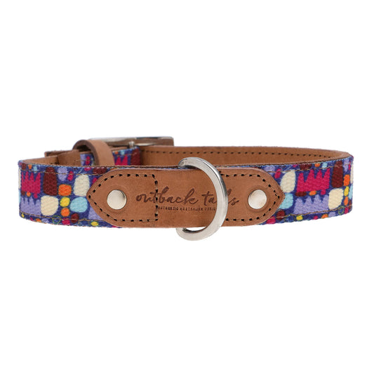 Outback Tails - Leather Dog Collar - Puli Puli Multicoloured