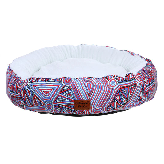 Outback Tails - Fleecy Round Dog Bed - Digging for Truffles