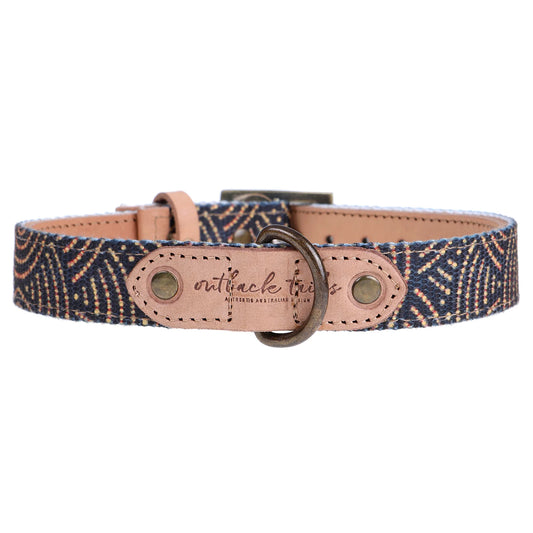 Outback Tails - Leather Dog Collar - Fire Country Dreaming