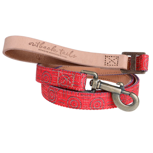 Outback Tails - Leather Dog Lead - Water Dreaming