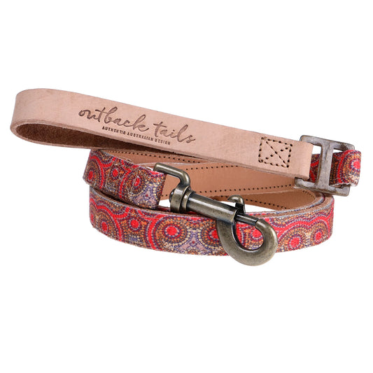 Outback Tails - Leather Dog Lead - Snake Dreaming