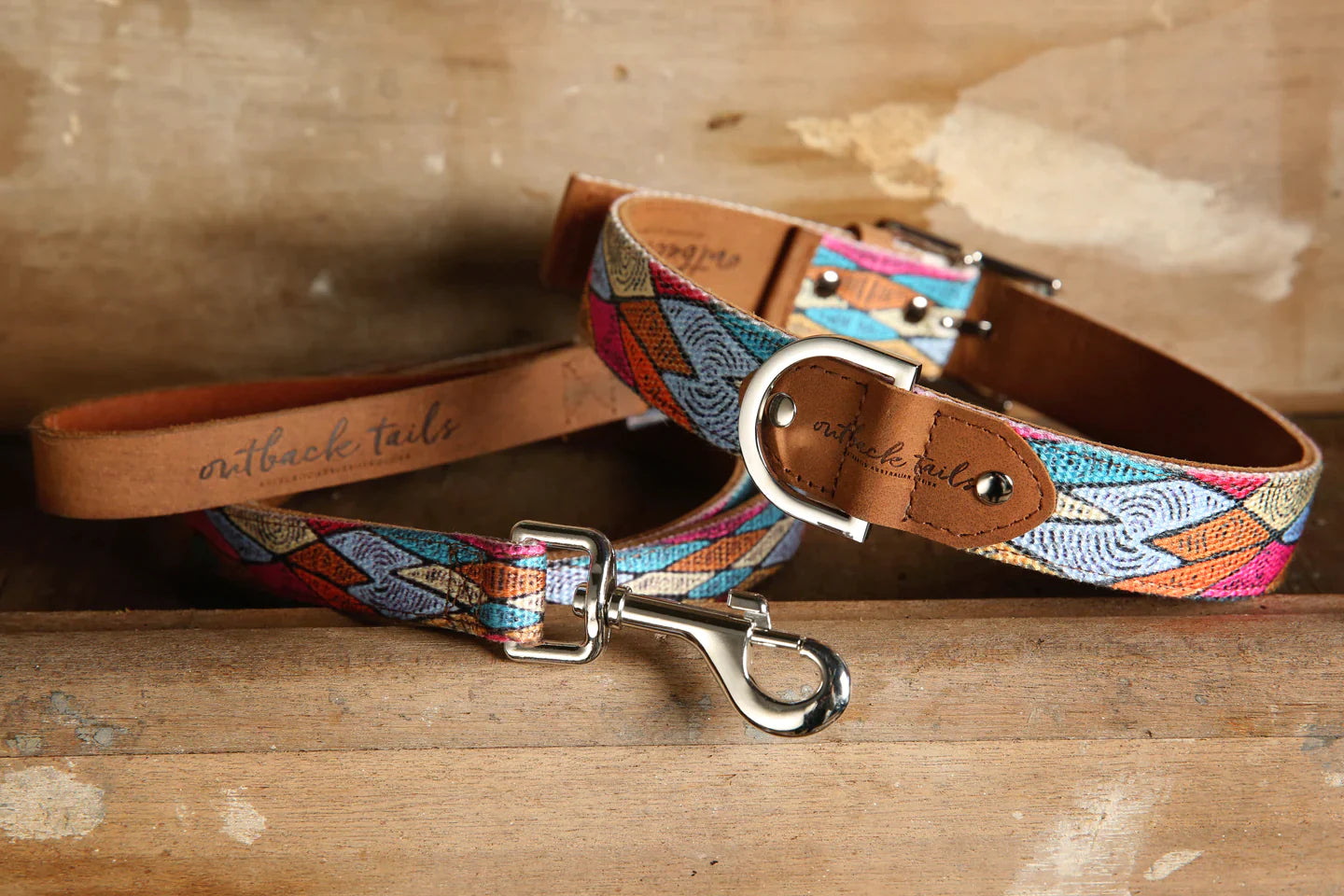 Outback Tails - Leather Dog Lead - Sand Dunes