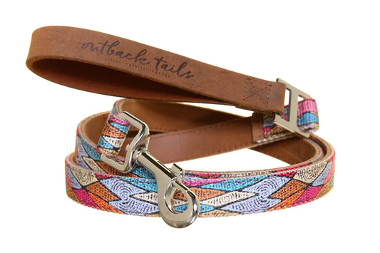 Outback Tails - Leather Dog Lead - Sand Dunes