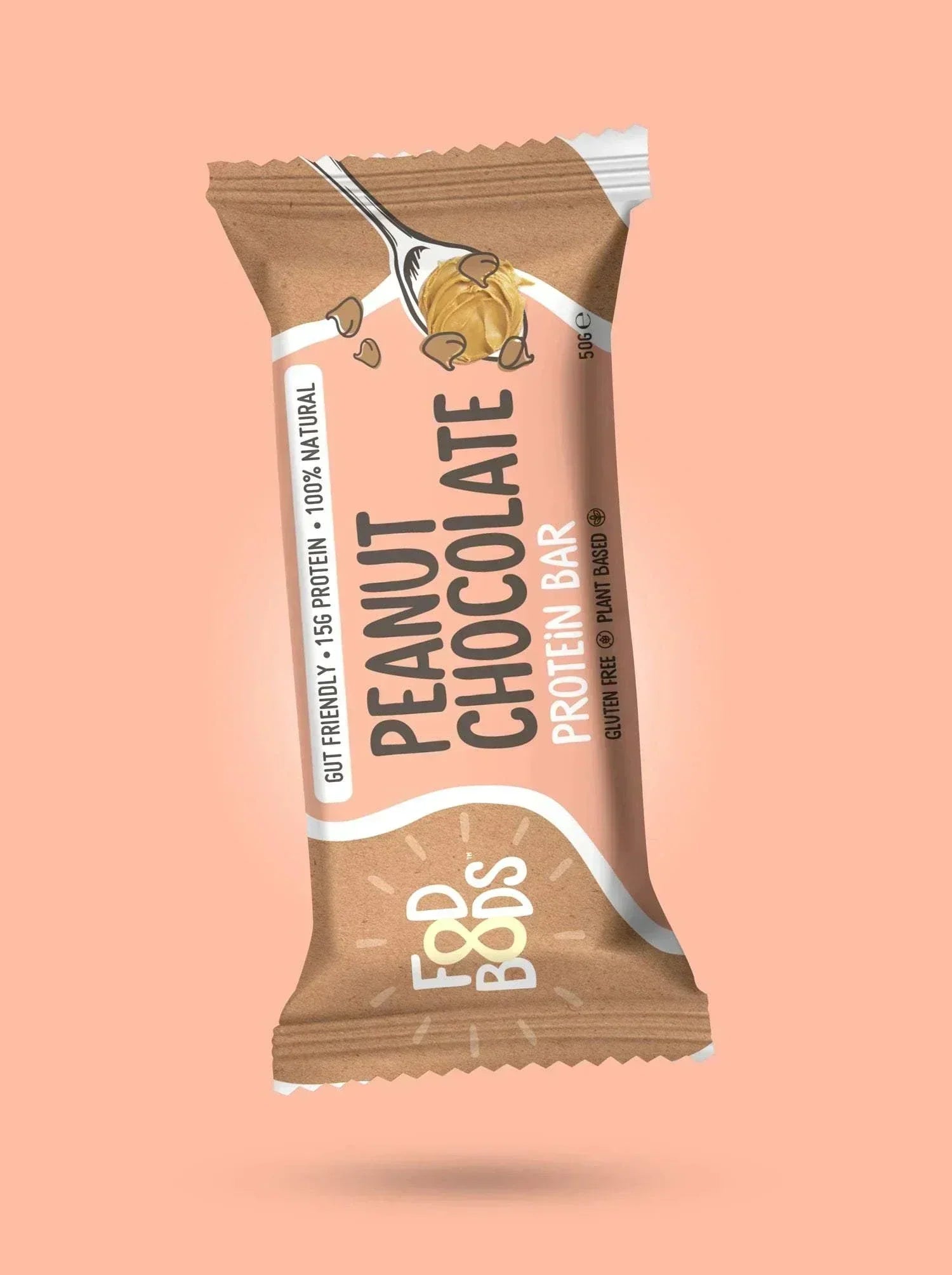 Fodbods Peanut Choc Chunk Protein Bar with peanuts and chocolate chunks packaging.