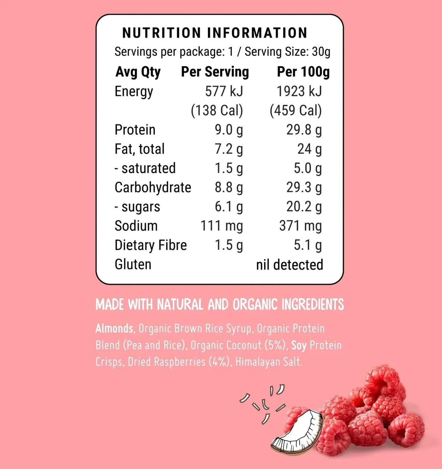 Fodbods - Raspberry Coconut Protein Bar