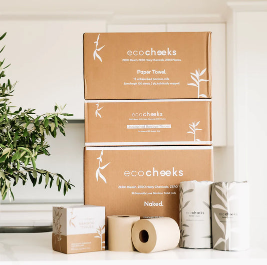 Large Essentials Bundle featuring Eco Cheeks natural bamboo paper products.