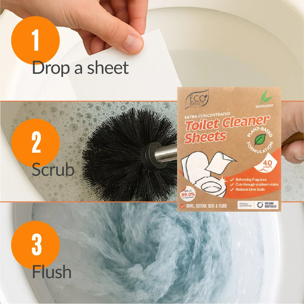 Eco Basics - NEW! Toilet Cleaning Sheets 40 Pack Eucalyptus