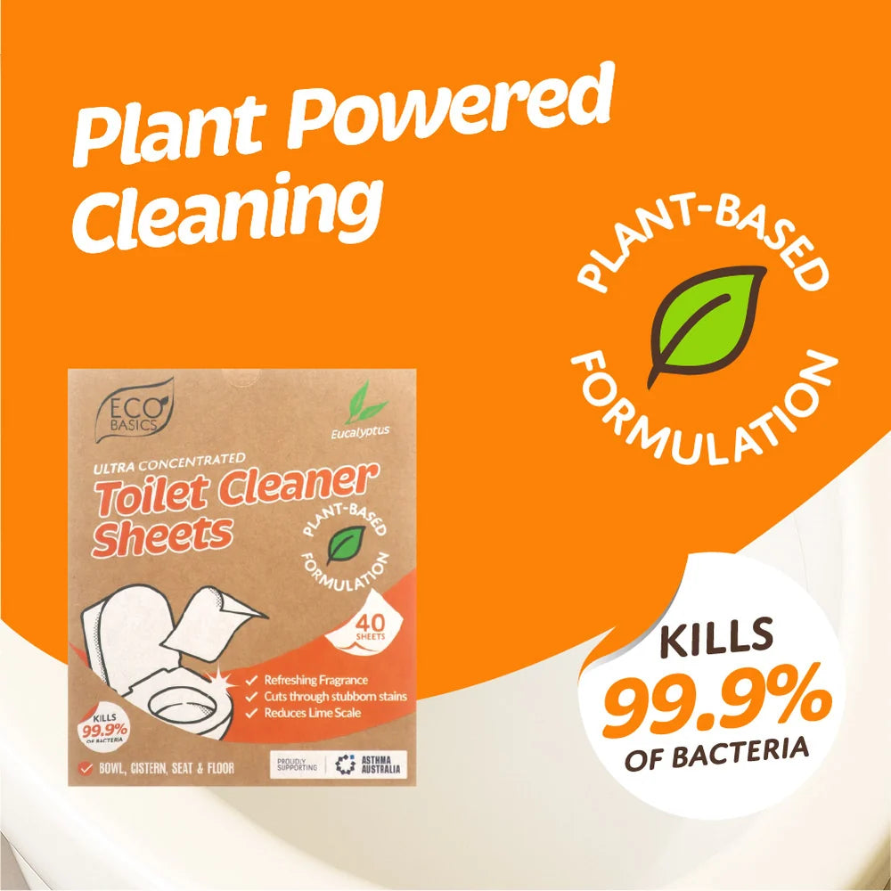 Eco Basics - NEW! Toilet Cleaning Sheets 40 Pack Eucalyptus