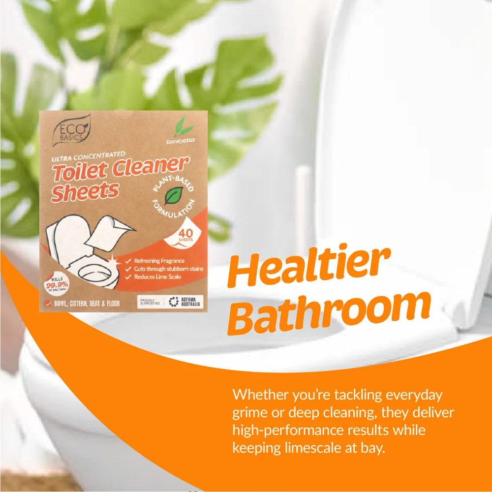 Eco Basics - NEW! Toilet Cleaning Sheets 40 Pack Eucalyptus
