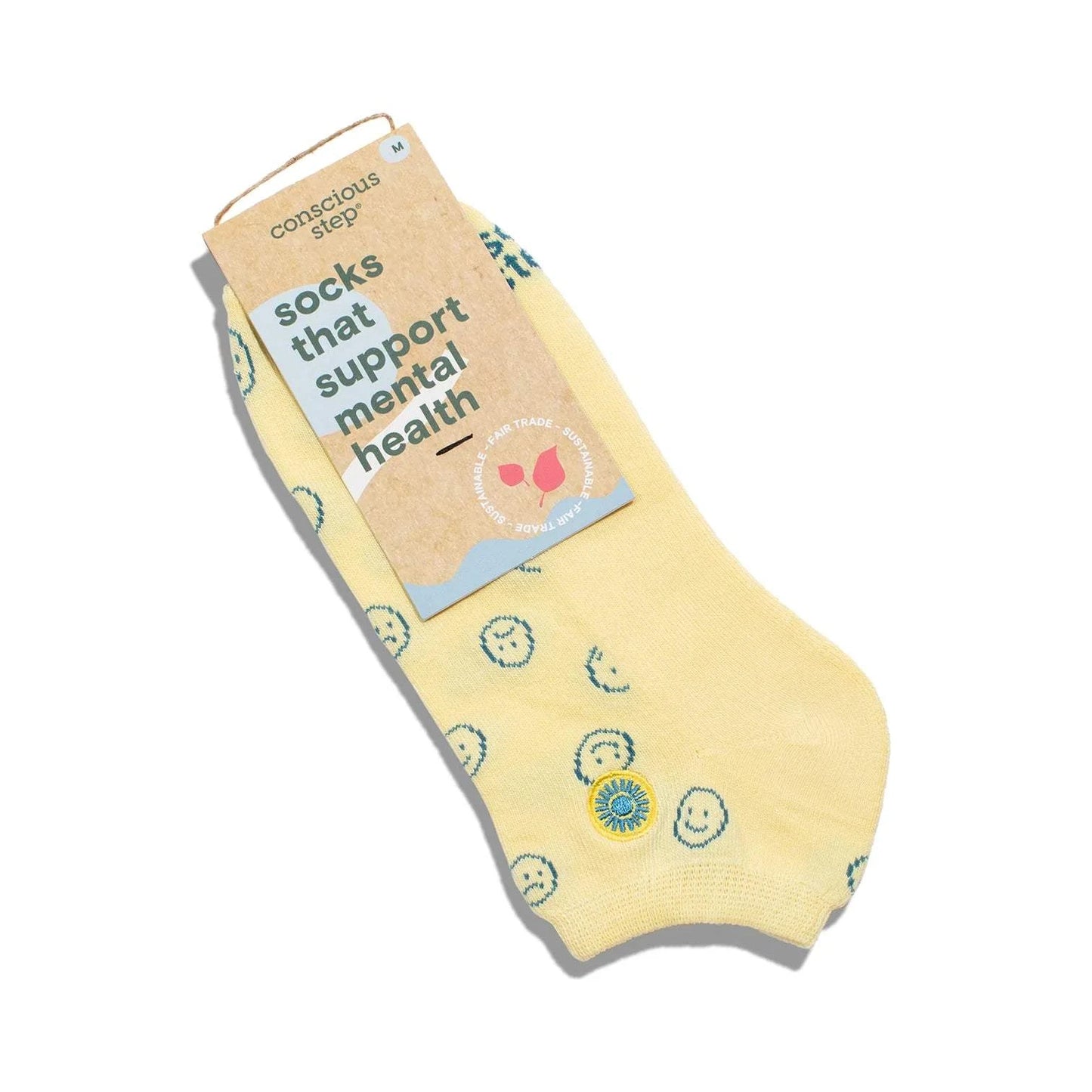 Conscious Step - Pair: Socks that support mental health (ankle) (smiley faces)