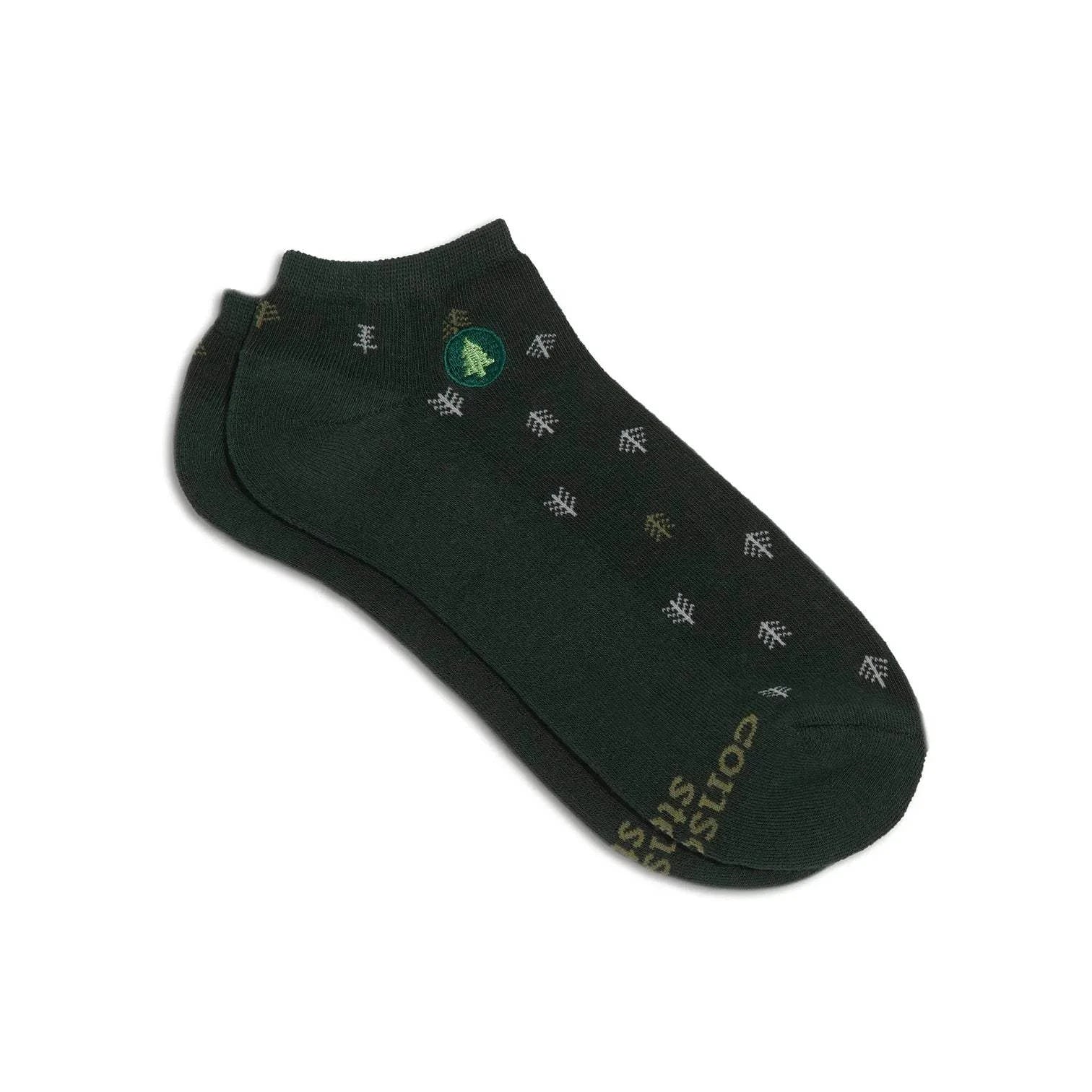 Sustainable green ankle socks with tree embroidery by Conscious Step.