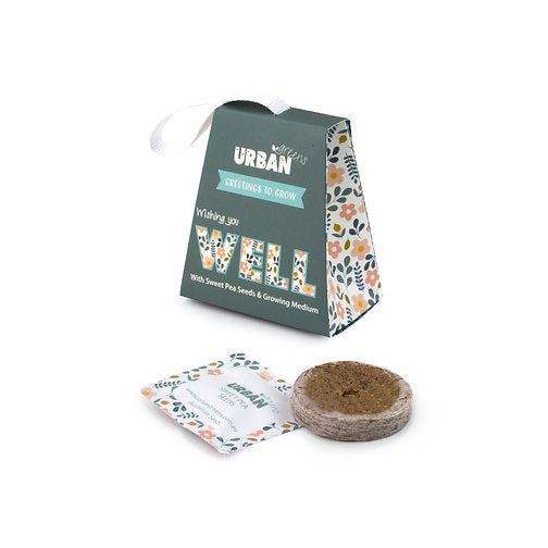 Urban Greens Gift Tag with Californian Poppy Seeds and Growing Medium