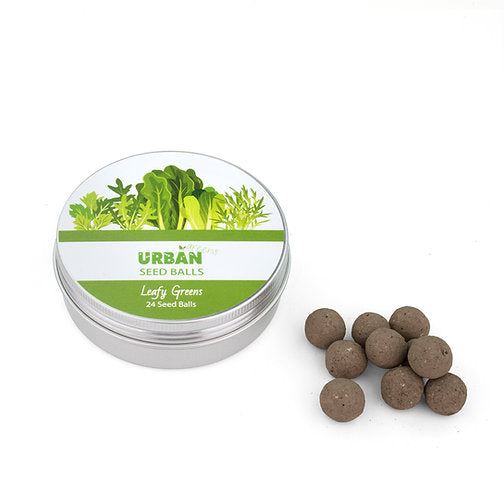 Urban Greens Seed Balls for leafy greens with compost and mineral clay.