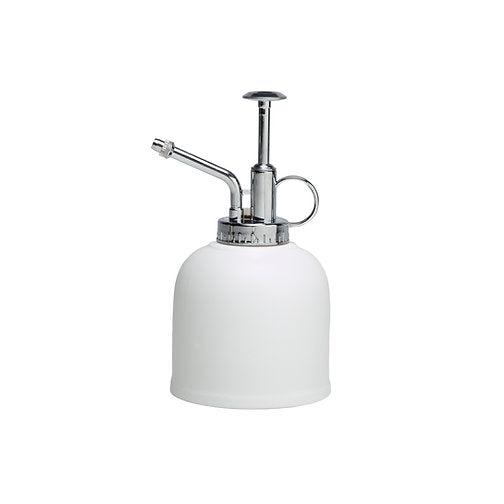 Urban Greens plant mister in white with metallic pump.