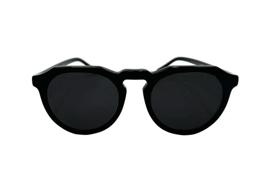 Ozeano Freshie Sunglasses, polarised, black octagonal frame with keyhole nose bridge, UV400 protection.