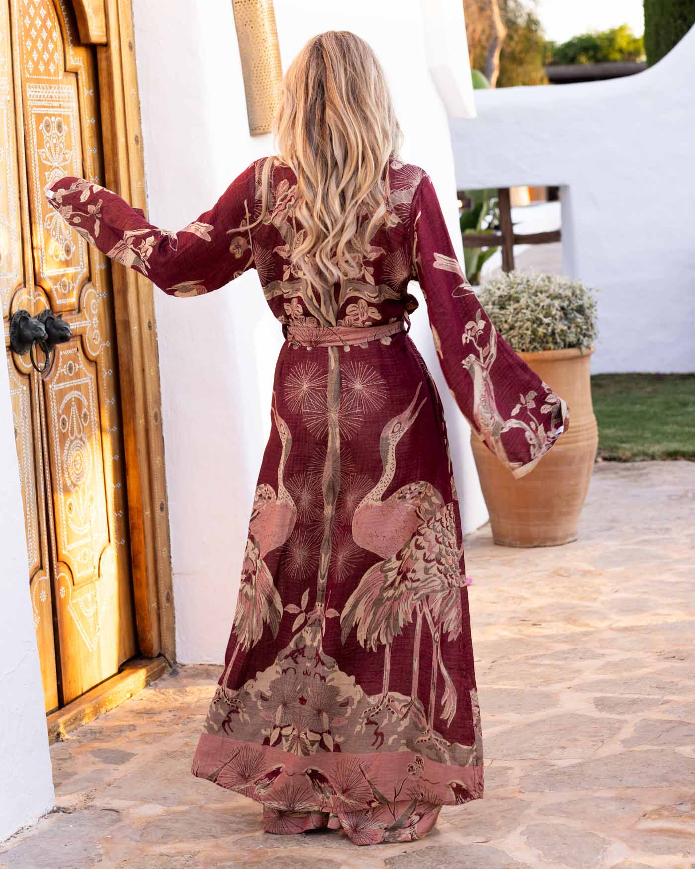 Brahmaki - Eco-Friendly Maxi Kaftan, Wineberry Dream