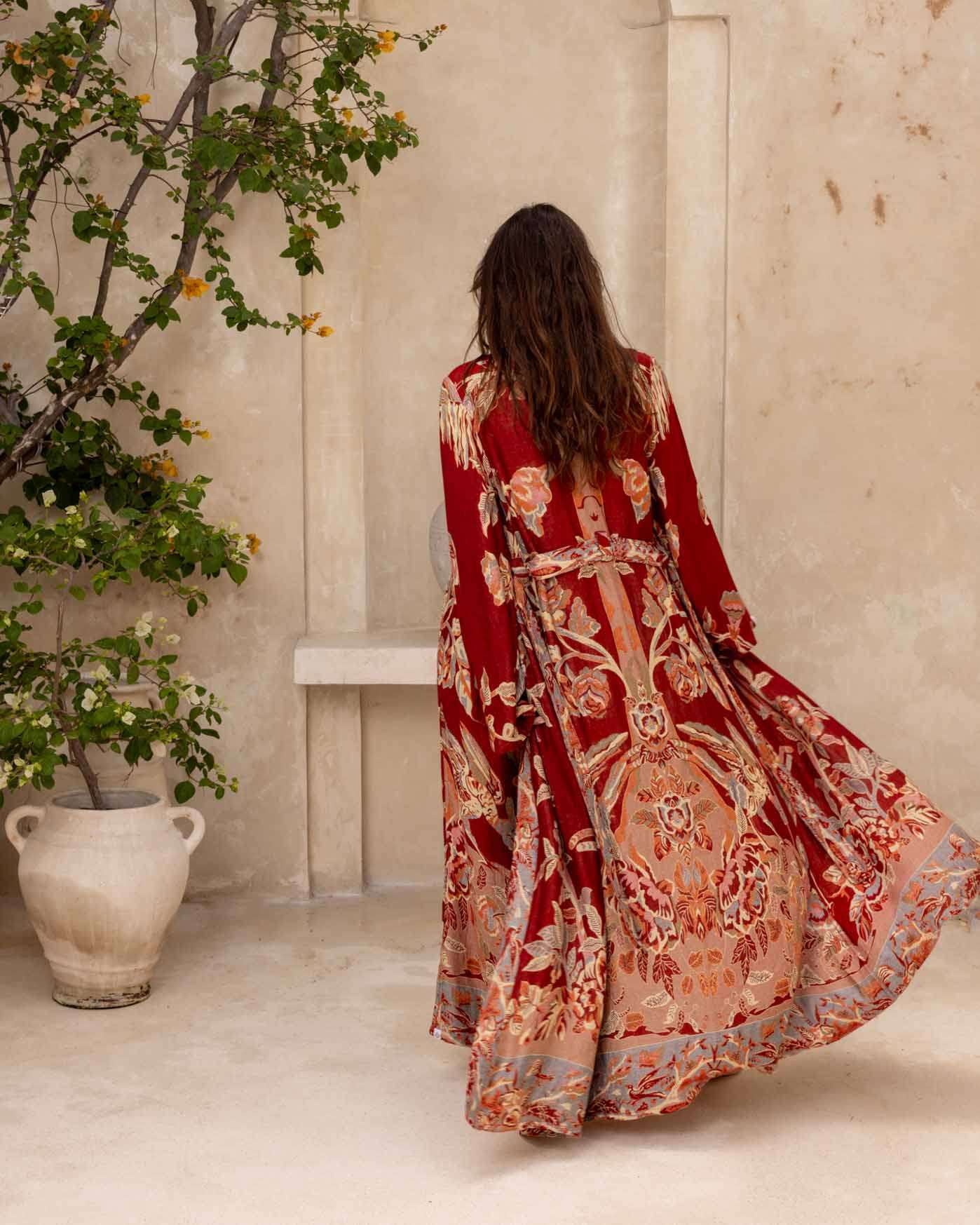 Brahmaki - Eco-Friendly Maxi Kaftan, River of Roses