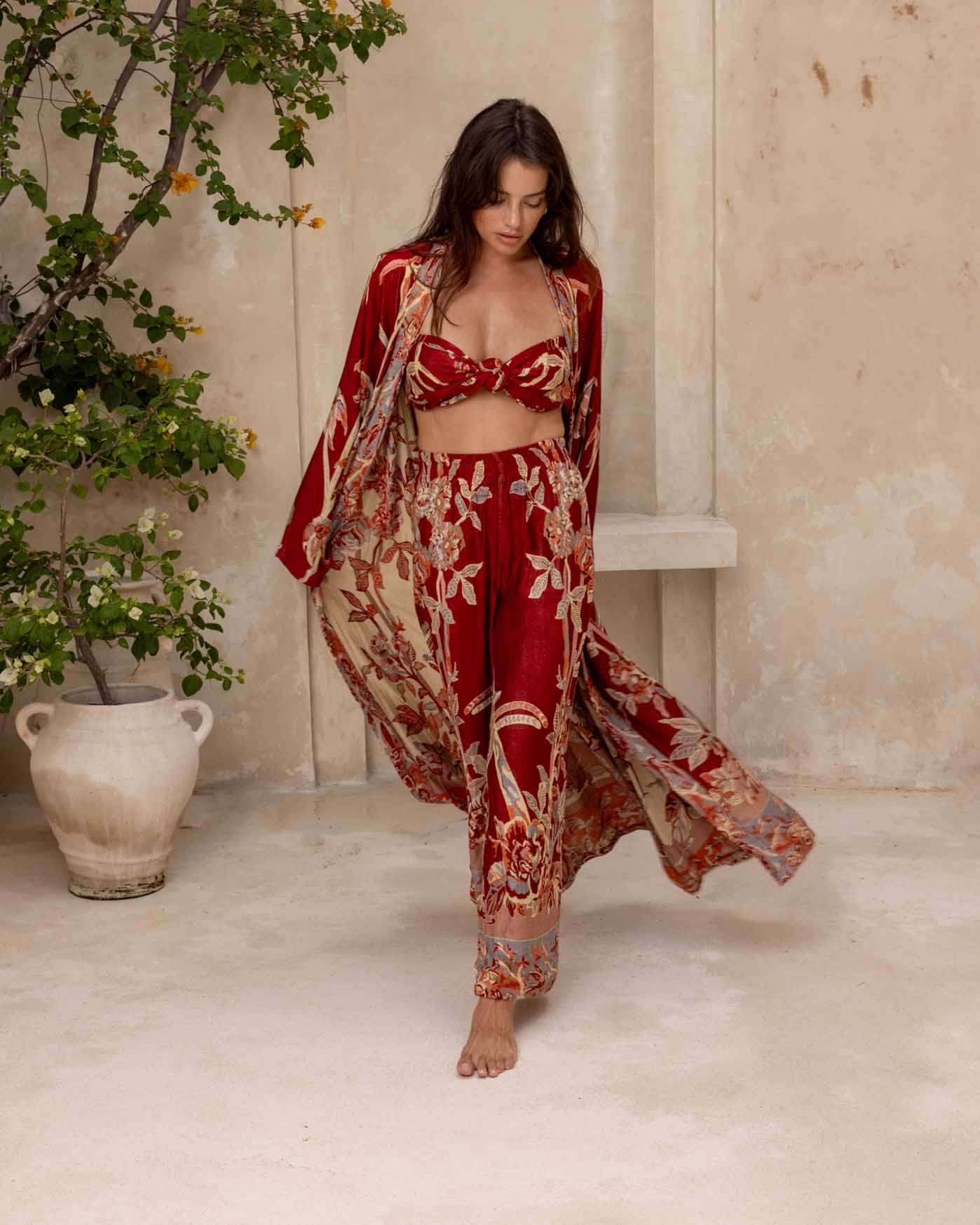 Brahmaki - Eco-Friendly Maxi Kaftan, River of Roses