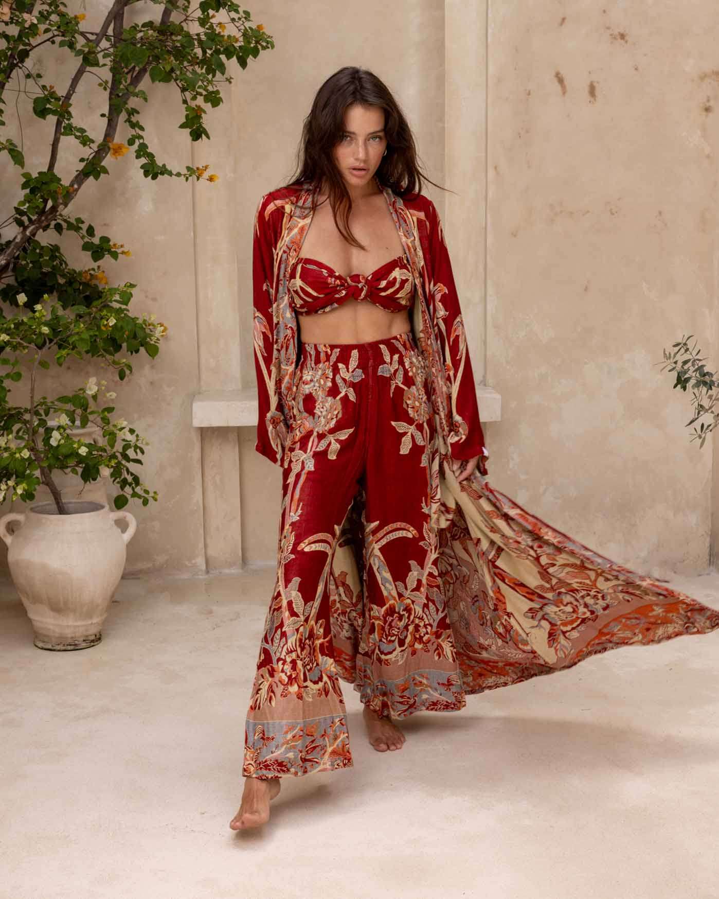 Brahmaki - Eco-Friendly Maxi Kaftan, River of Roses