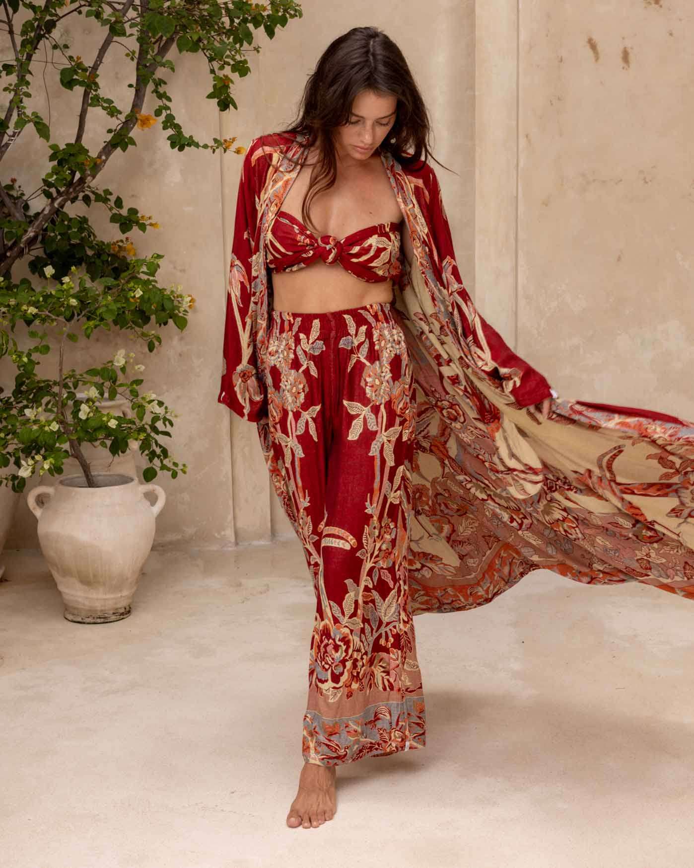 Brahmaki - Eco-Friendly Maxi Kaftan, River of Roses