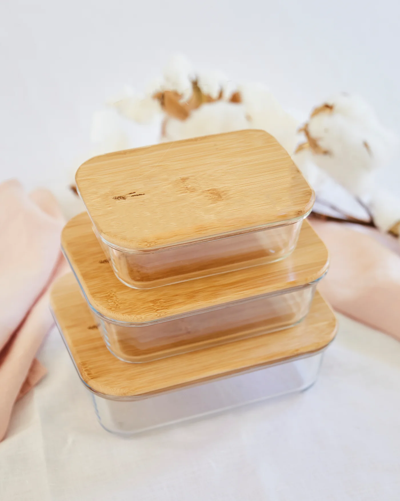 The Conscious Store - Glass Storage Containers with Bamboo Lid (set of 3)