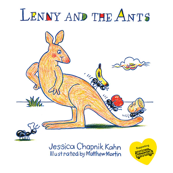 Oz Harvest - Lenny and the Ants book cover with illustrated kangaroo and ants carrying food items.