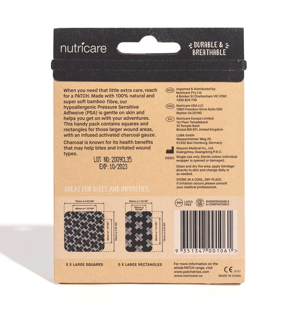Patch - Large Mixed Bamboo Bandages with Charcoal - 10pk