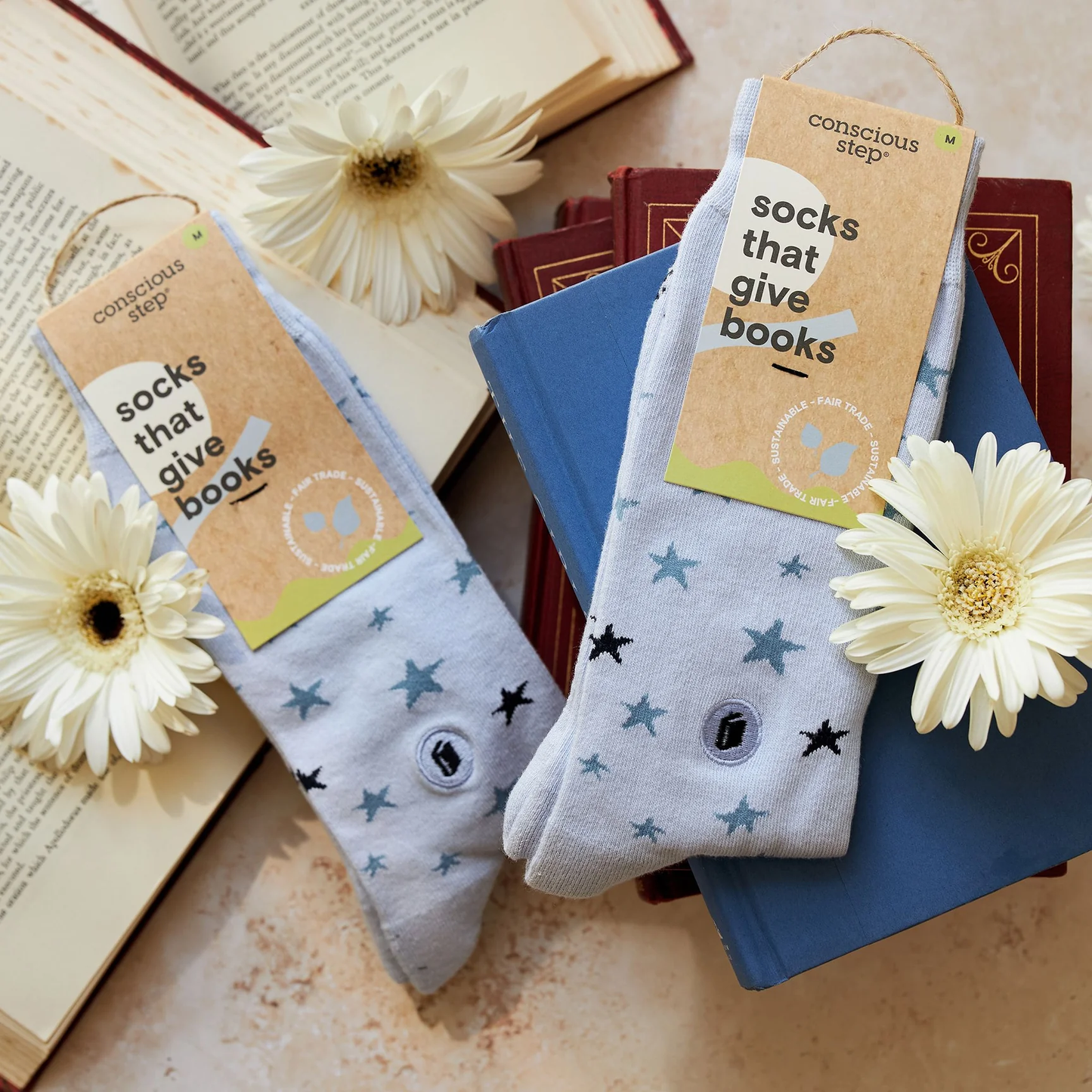 Conscious Step - Pair: Socks that give books