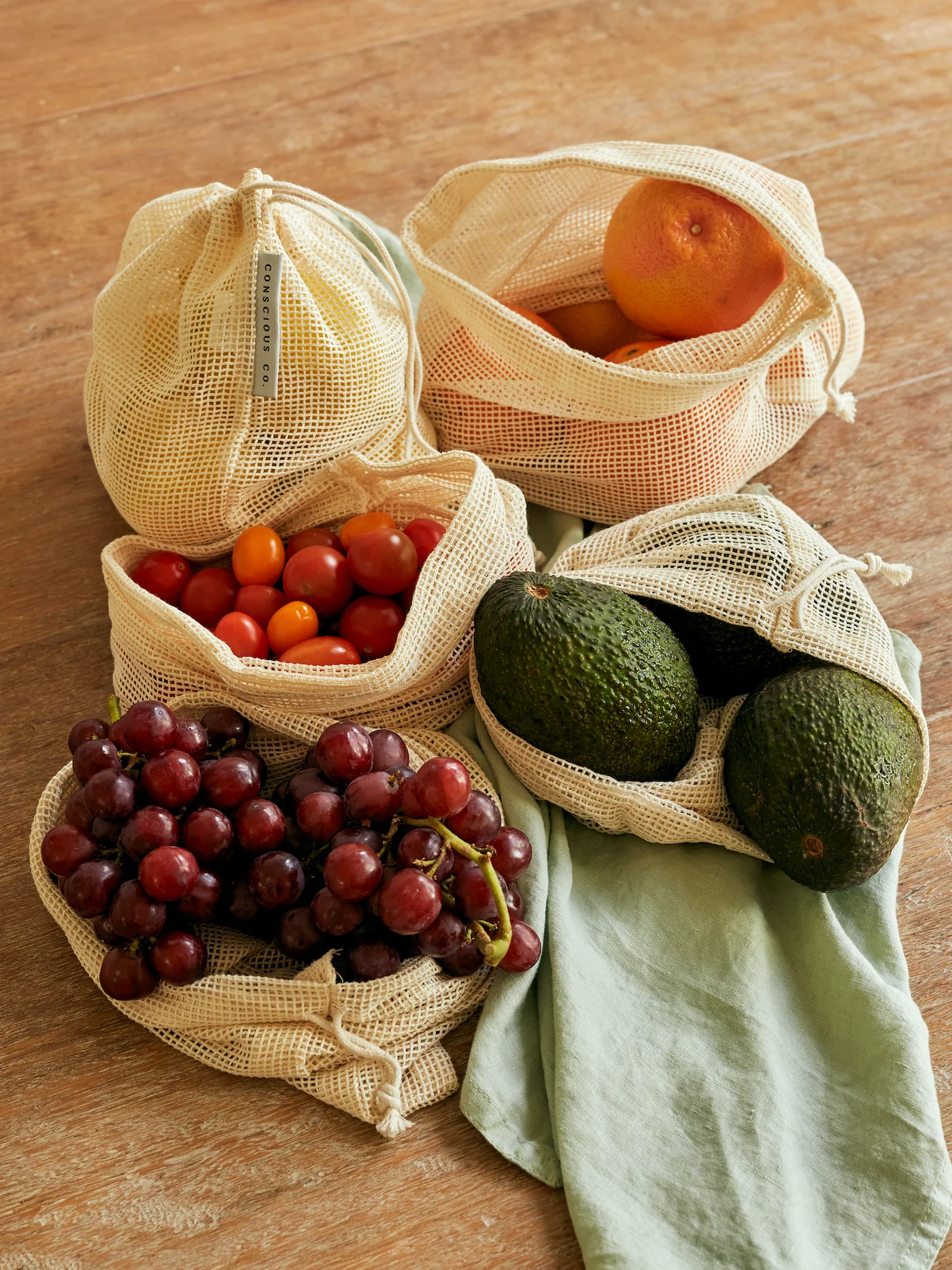 The Conscious Store - Organic Cotton Grocery Bags (set of 5)